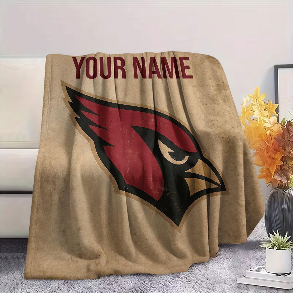 Custom Name,Arizona Cardinals Printed Flannel Blanket, Soft Throw for Bedroom Sofa, Washable, Christmas Present, Great Gift.