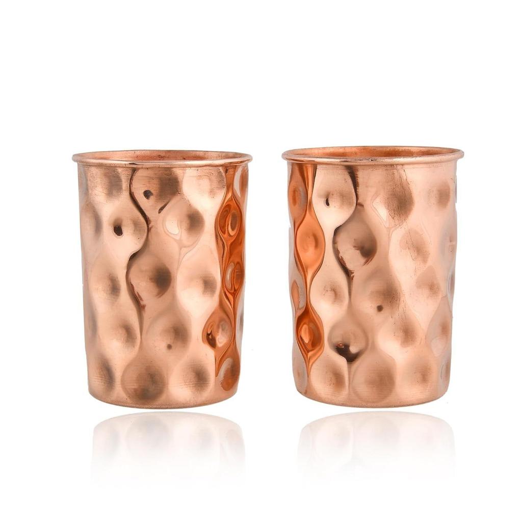 Copper Water Bottle 1 Ltr | Copper Water Bottle with Glass Set | Meena Work | 100% Pure | Leak-Proof | 2 Water Glass 300ml each |