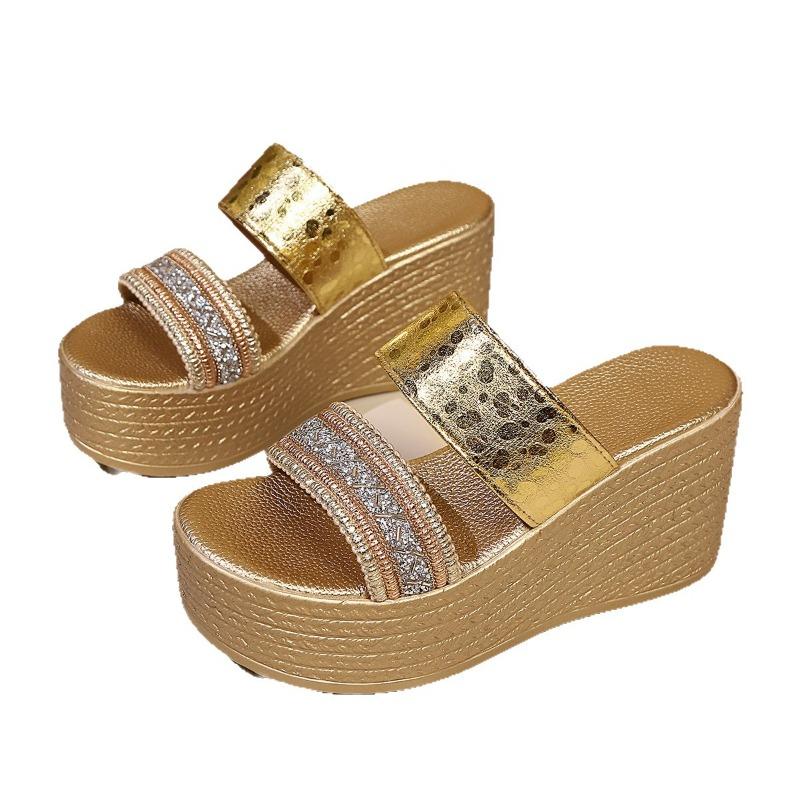 Women's Wide Width Platform Sandals, Wedge Heel High Slides, Wholesale Summer Slippers for Women
