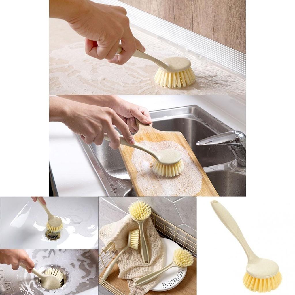 Versatile Long Handle Kitchen Cleaning Brush Perfect For Dish Washing And Pot Care