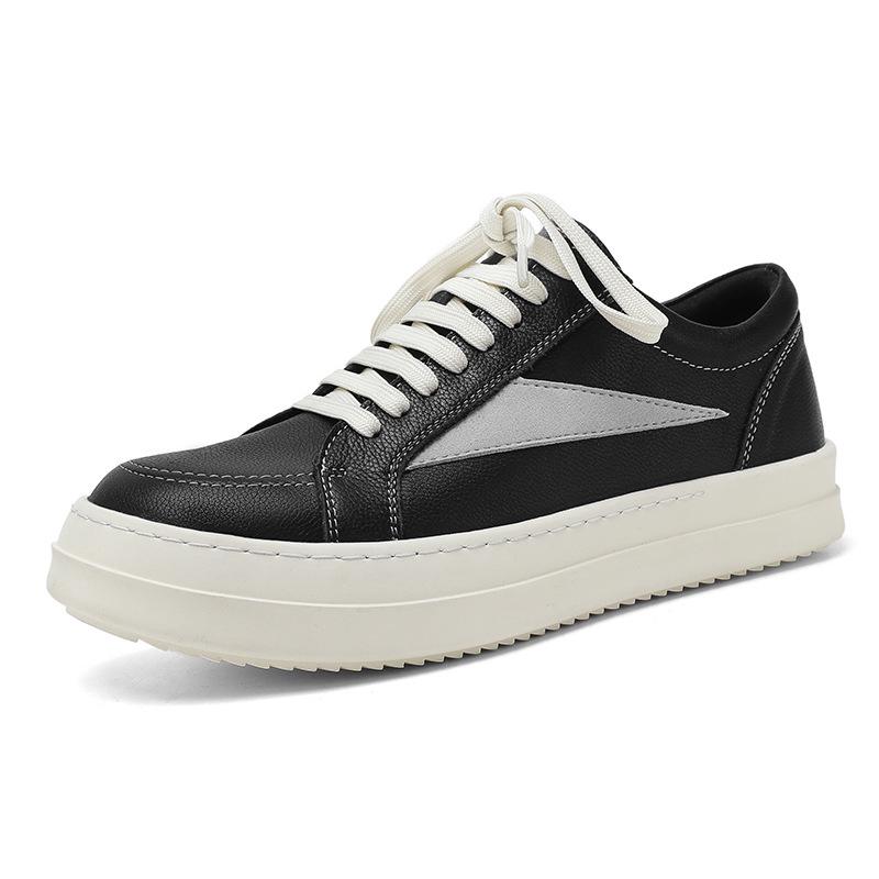 Retro Men s Thick Sole Cowhide Skate Shoes - Autumn/Winter Collection 41