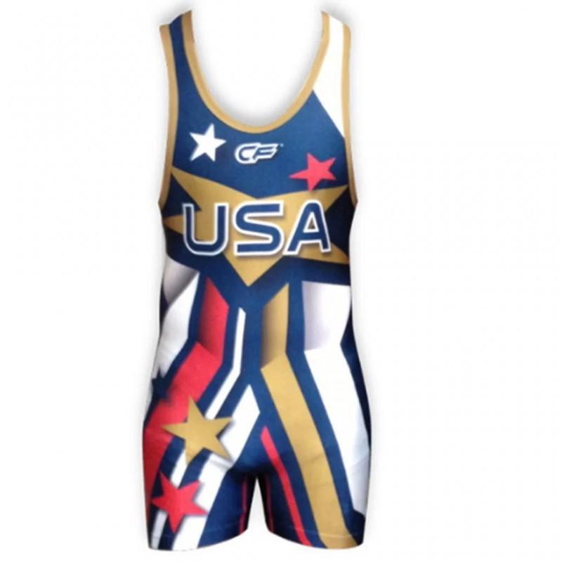 New Style Men's American Wrestling One-piece Suit Sleeveless Weightlifting Clothing Boxing Leather Coat Tights Running Ratio