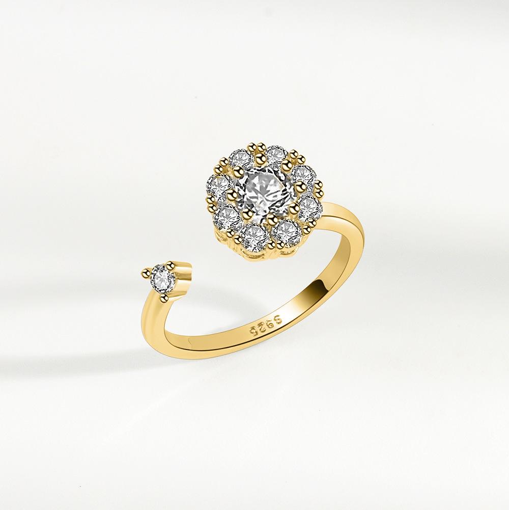 New Rotating Ring Relieves Anxiety Flower Ring Set Decompression Zircon Ring