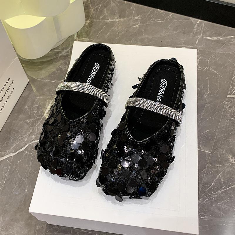 Fashion Glitter Slides Shoes Woman 2024 Slippers Flat Low Female Mule Pantofle Cover Toe Jelly Mules New PU Bling Crystal Rubber Rome Ho