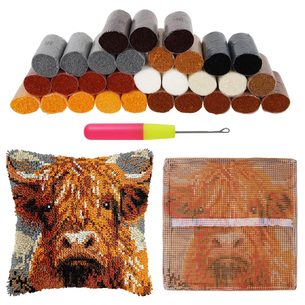 Home Decor Cushion Cover Suitable Animal 3D DIY Latch Hook Pillow Kit for Christmas Halloween Sofa Bedroom Car Pillow Cover