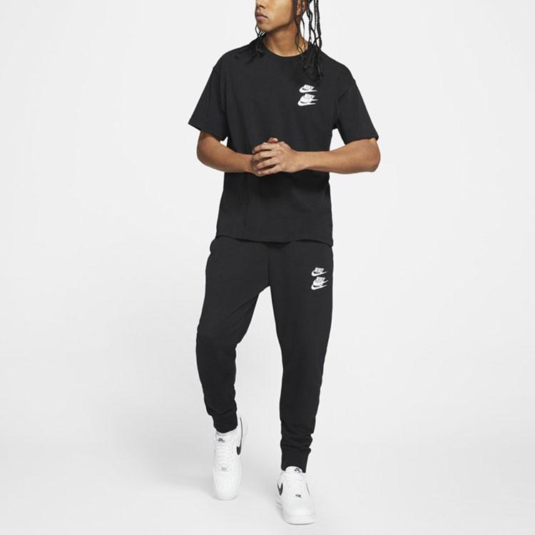 Nike Abbigliamento sportivo Spedizione Globale Logo Ricamato Girocollo a Coste T-Shirt Manica Corta Uomo Top Nero DR1210-010