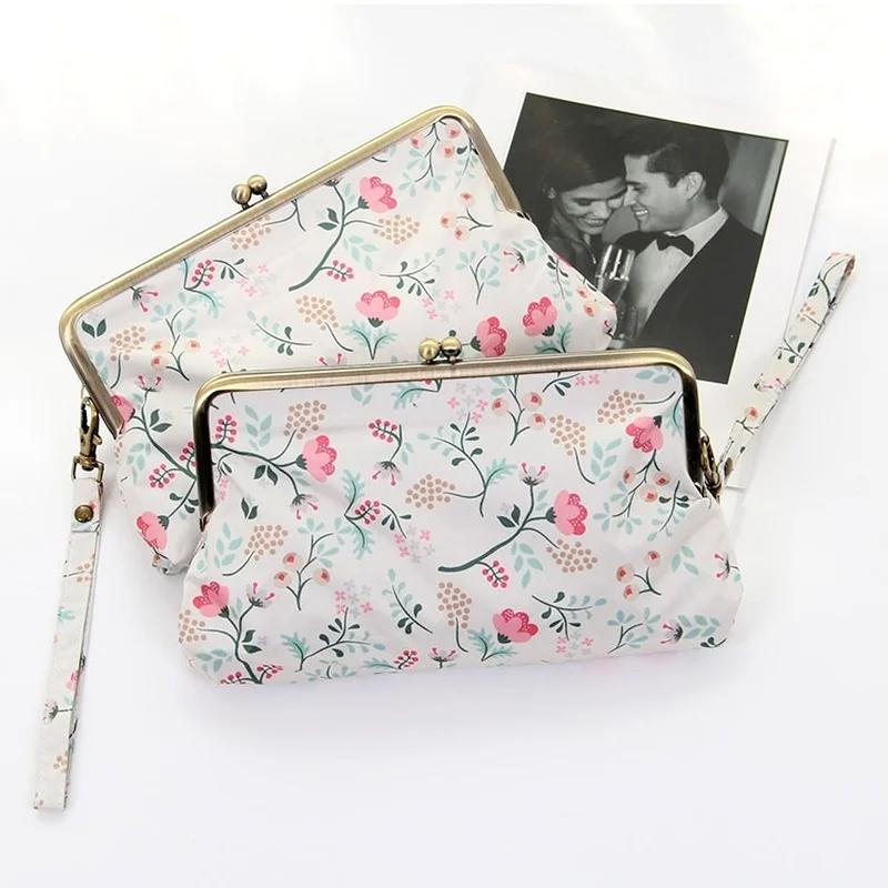 Dámský ultralehký mini plochý pětiskládací deštník s květinovým motivem, slunečním a deštivým motivem a úložnou kabelkou