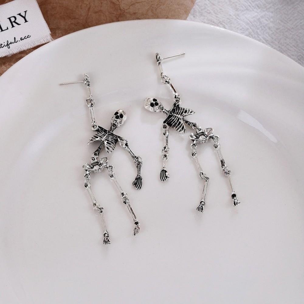 Zinc Zinc Alloy Skeleton Earrings Hip Hop Imitation Human Bone Earrings Fashion Halloween Earrings  Gift