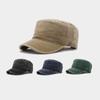American Washed Old Solid Color Flat Top Hat Men's and Women's Retro Casual Tooling Military Hat the Elderly Outdoor Sun Hat