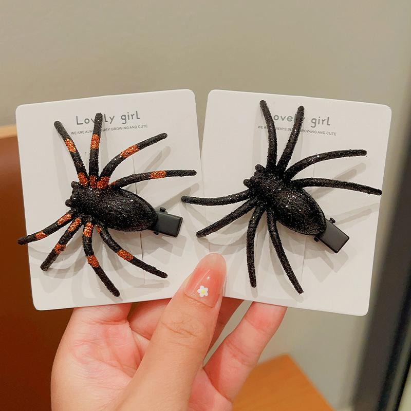 1Pc Ghost Cosplay Supply Black Spider Hairpin For Home Halloween Party Girl Hair Clip Barrettes Hair Accessories Party Supplies