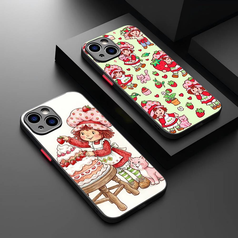 S-Strawberry-shortcake Girl For IPhone 11 12 13 14 15 16 Pro Max Plus X XS MAX Back Cover Matte Phone Case