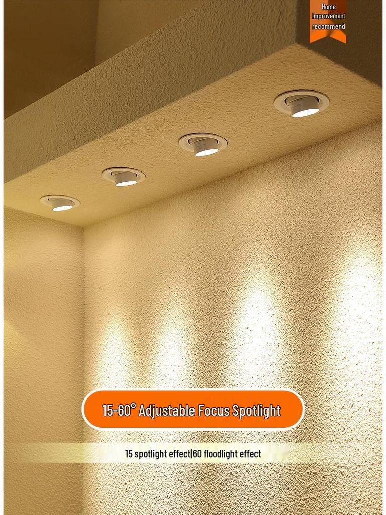 LED Zoomable Recessed Ceiling Spotlight with Gooseneck for Living Room