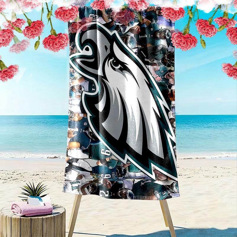 PHI Eagles Spieler Druck Strandtuch, Großes Weiches Schnelltrocknendes Handtuch für Strand Camping Schwimmen