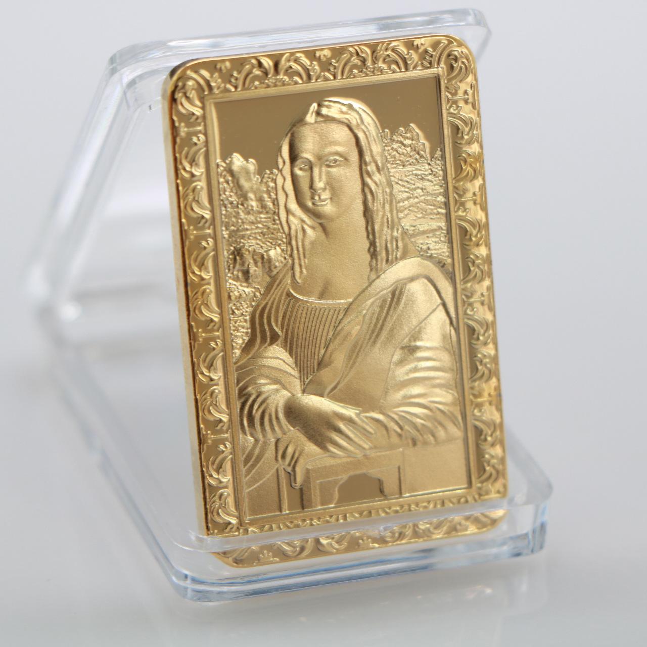 European French Leonardo da Vinci, Mona Lisa goddess, smile, gold-plated commemorative coins, gold coins, collectible coins, Christmas gift золотой