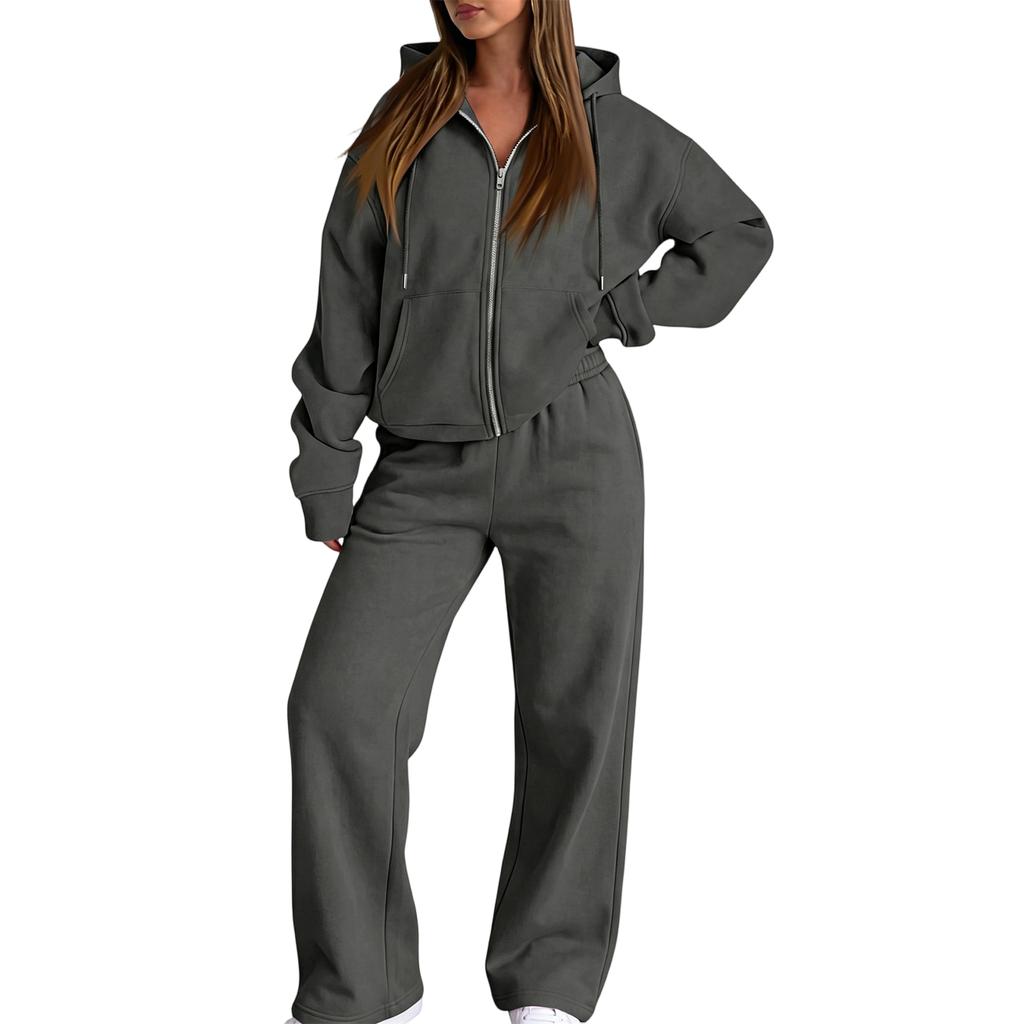 Women's Casual Sweatshirt Jacket Set Comfortable Loungewear for Fall Winter