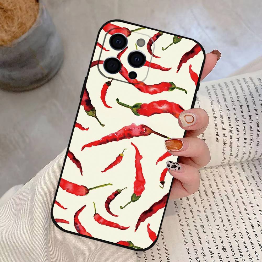 Chili Red Phone Case Silicone Soft For IPhone 17 16 15 14 13 12 11 X XR Plus Pro Max Plus