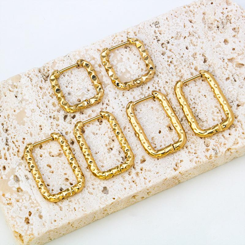 Women's Gold Minimalist Geometric Square Stainless Steel Earrings