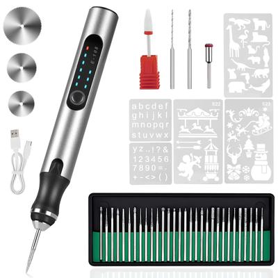 37 Uçlu Elektrikli Gravür Kalemi, USB Şarj Edilebilir Akülü Gravür Makinesi, Takı Ahşap Cam Taş Oymacılığı için Taşınabilir DIY Döner Gravür Makinesi