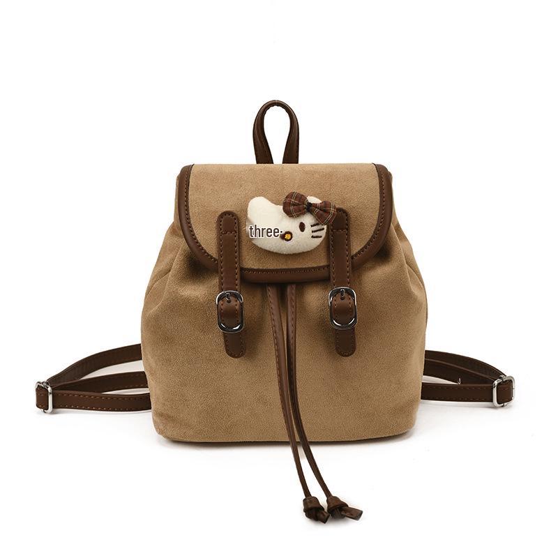 

Милый мини-рюкзак с котенком для девочек – Замшевый мультяшный в студенческом стиле хаки