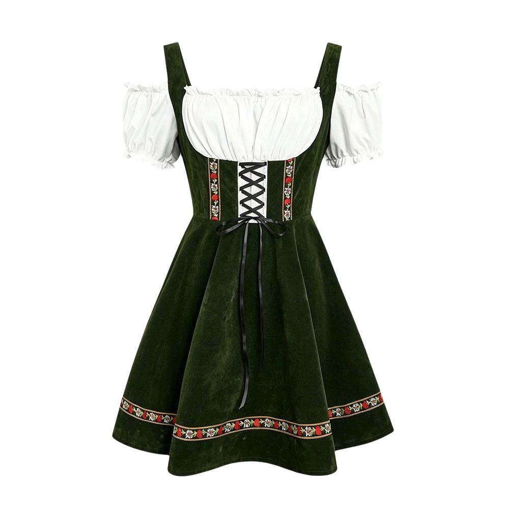 Lāce Siksniņošana Priekšpusē Bavārijas Dirndl Kleita