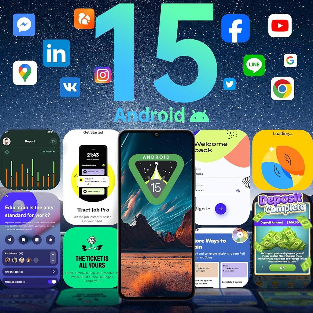 OUKITEL C59 Pro Unlocked Cell Phone Android 15-6.88”HD+ Screen 10000 mAh Battery 24GB +256GB Expand 1TB Mobile Phones with 120LM Flashlight