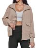Women's Lightweight Zip Up Sweatshirt Jacket Collared Pocket Casual Outdoor Coat for Running Hiking Travel