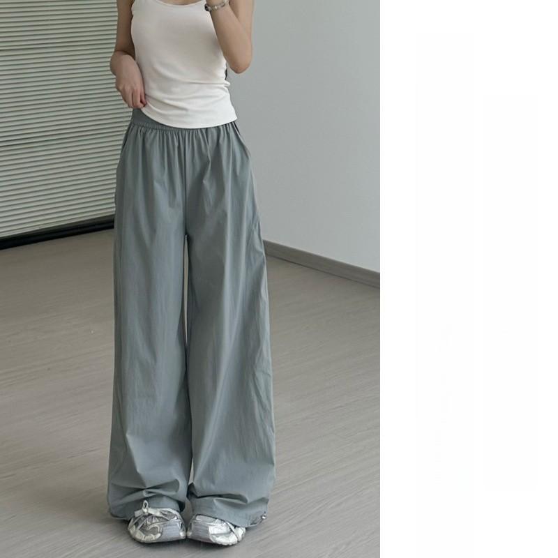 Womens Cargo Pants Summer Thin High Waist Wide Leg With Pockets For Casual Streetwear