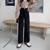 Women's High Waist Plus Size Wide Leg Jeans - Korean Style, Slimming Loose Fit, Summer To Autumn Wear