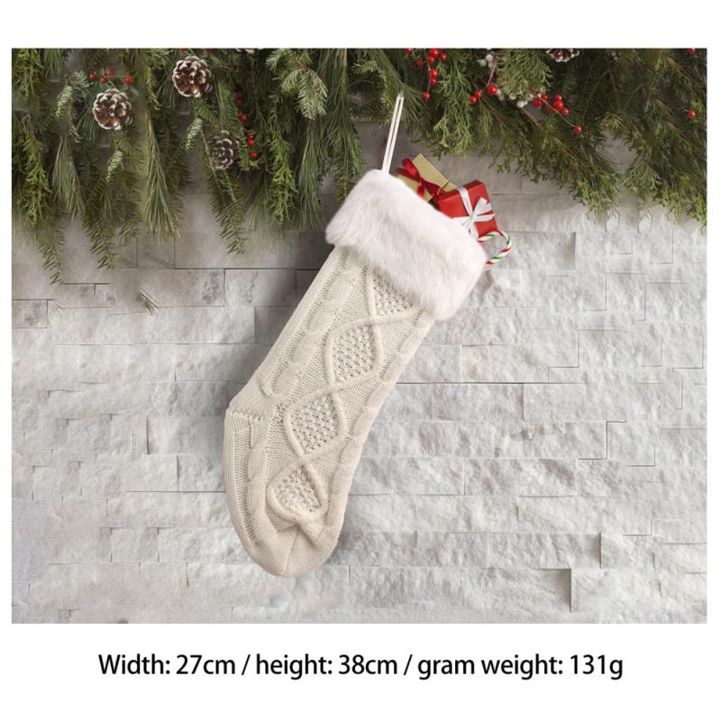 

Рождественские носки Вязаные шерстяные носки Украшение на рождественскую елку Рождественский подарок Мешок конфет Украшение на окно для вечеринки Детские носки 14x16cm