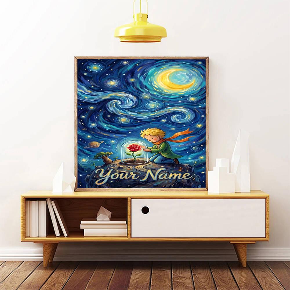 Little Prince Personalized Name Round Diamond Painting Kit Diamond Embroidery Painting Rhinestones Mosaic Frameless Handwork Decoration Arts