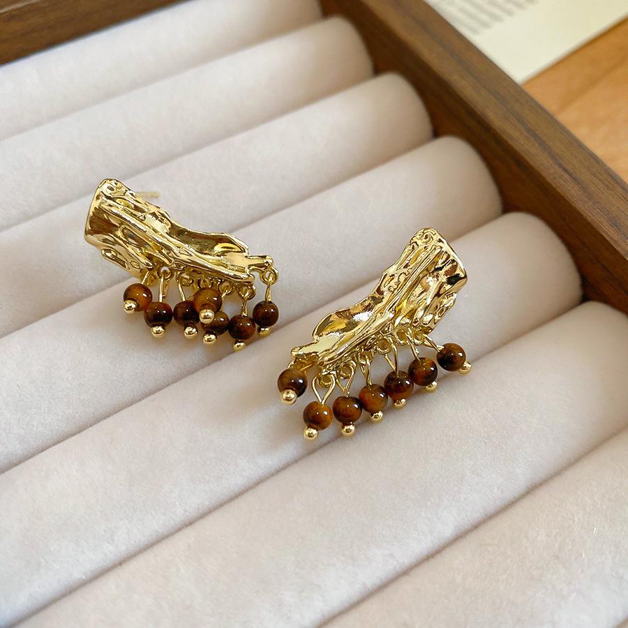 Maillard Tiger s Eye Stone Star Pearl Necklace Earrings Retro Personality Fashion Jewelry Set Ornaments