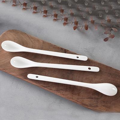 Tableware Ceramic Long Handle Spoons Creative Mini Coffee Spoon White Stirring Spoon Tea Coffee