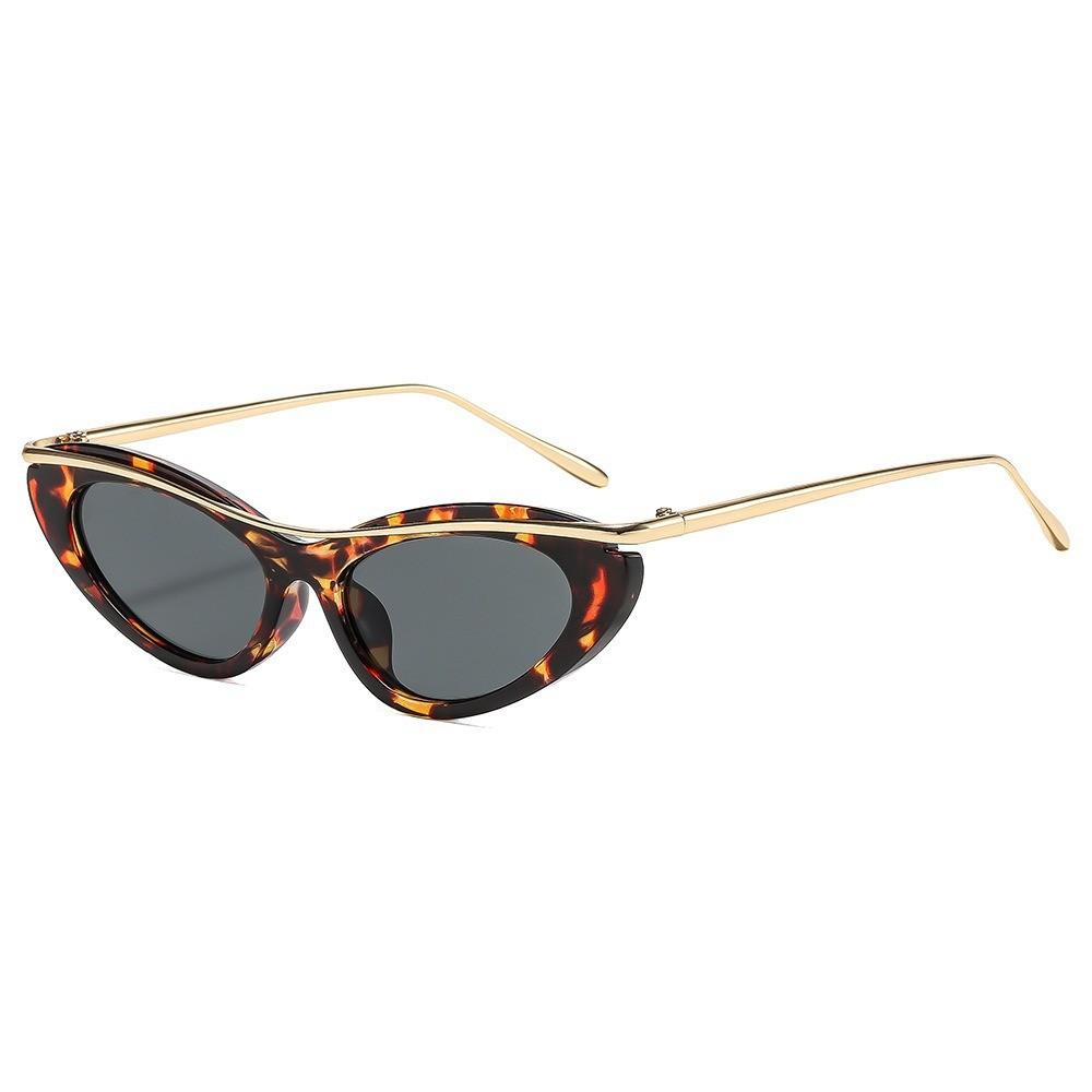 Modern Cat Eye Sunglasses Women Fashion Uv400 Gray Lens Gold Frame For Travel And Parties