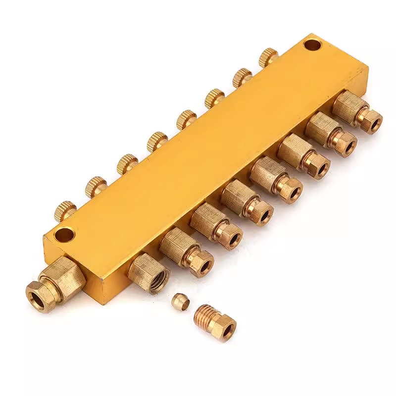 Aluminum 2/3/4/5/6/7/8/10/11/12 Way Adjust Lube Oil Piston Distributor Value Manifold Block 6mm Inlet 4mm Outlet for Lubrication