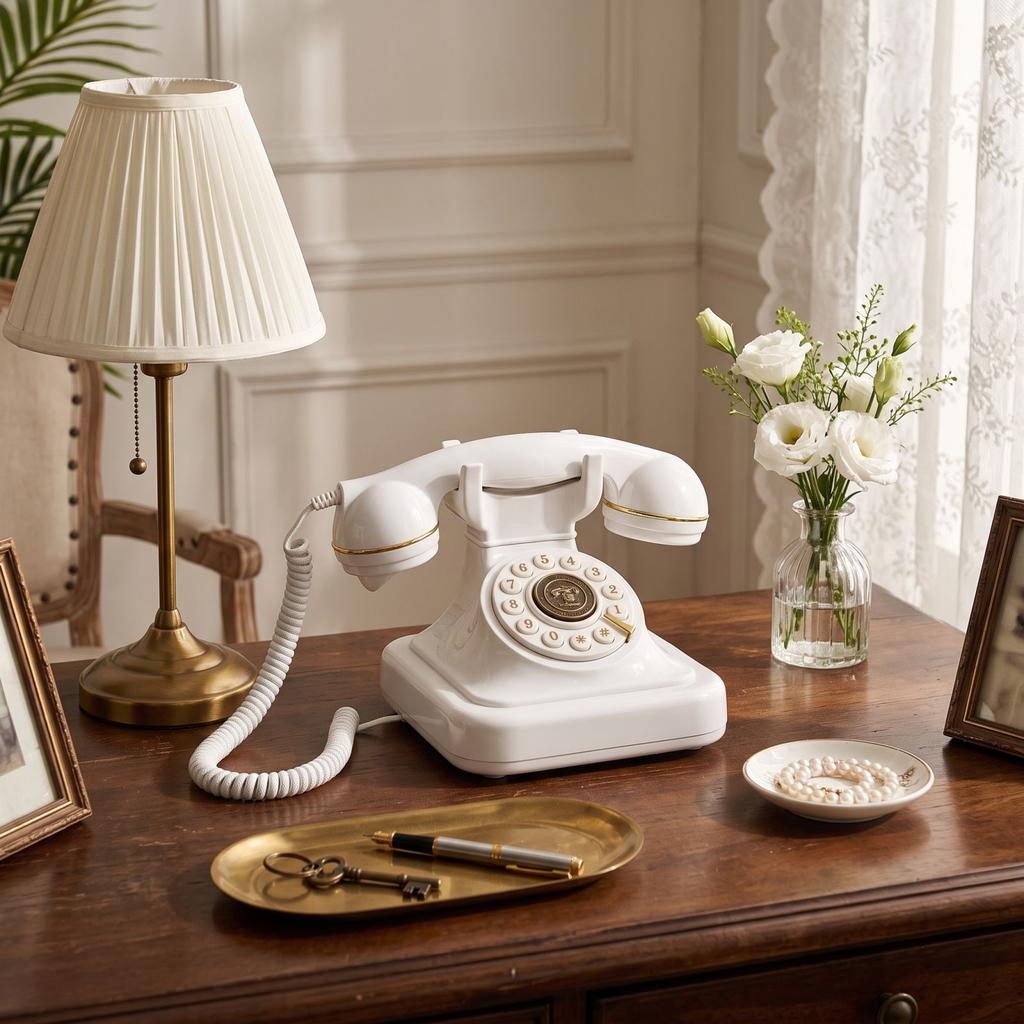 Retro Corded Landline Phone, Vintage Desk Telephone for Home