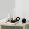 White Ceramic Geometric Candle Holder Lamp for Table Design - Modern Minimalist Candlestick Centerpiece Dining Decor