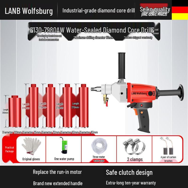 Diamantkern-Betonbohrer & Ständer – Handgehaltener Nass-/Trockenlochbohrer mit Wasserbohrermischer