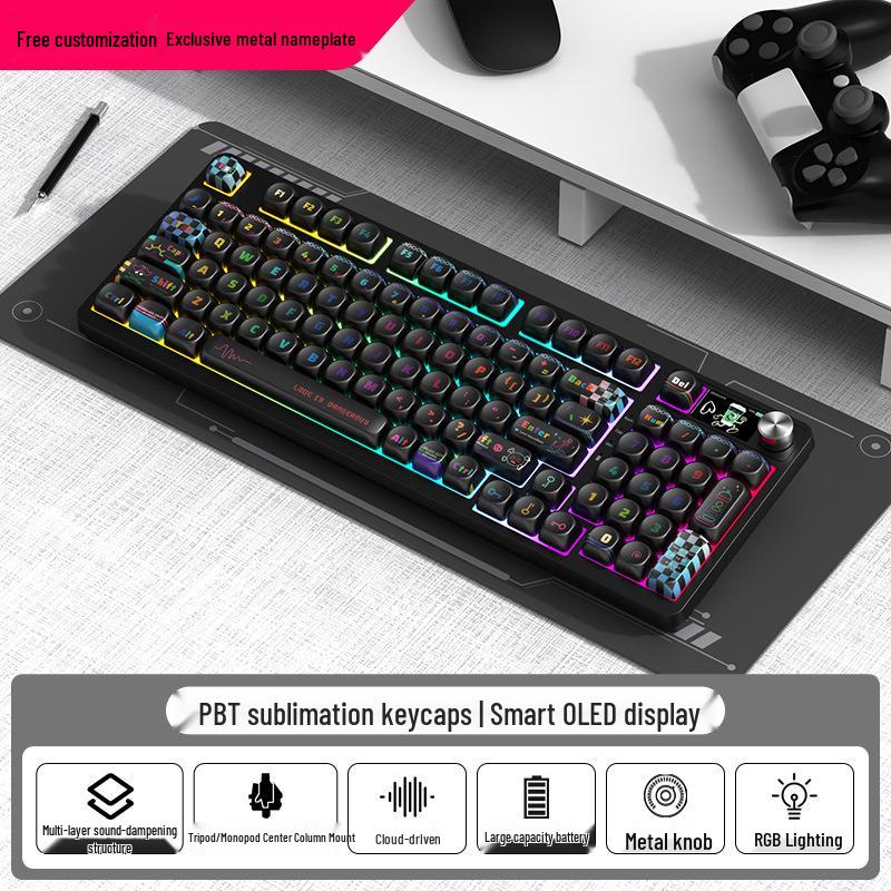98-Key RGB Wireless Bluetooth Triple-Mode Mechanical Keyboard - Gaming, Esports & Office Customization Screen