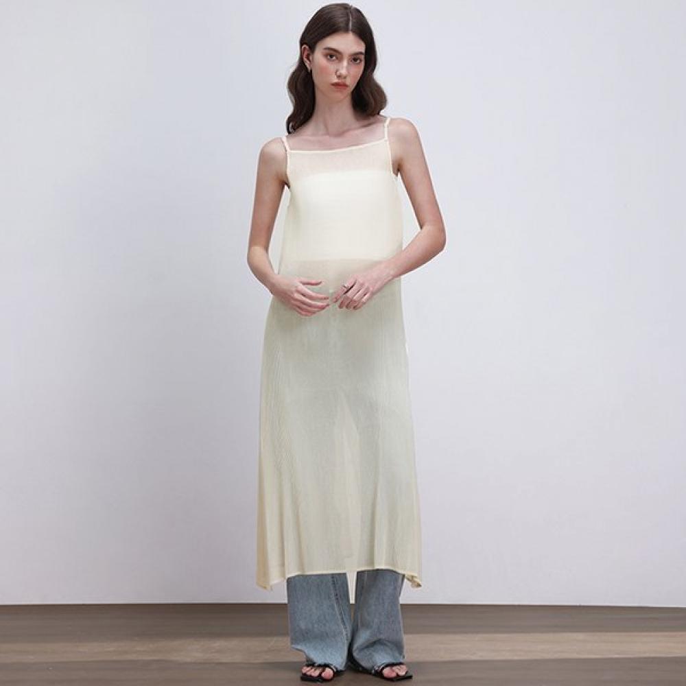 Pleats Mood Sheer Pleats Layered Dress FREE/Ivory