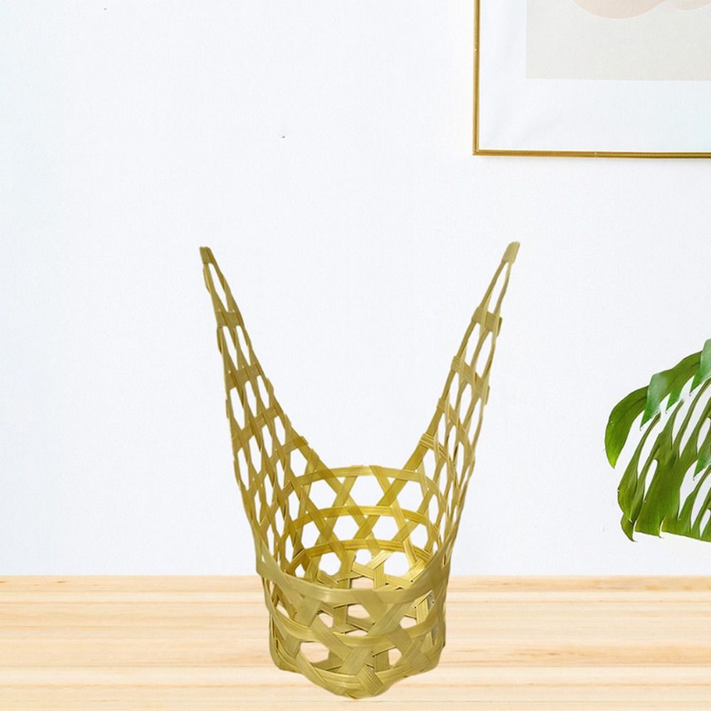 3 pièces Boîte de rangement tissée en bambou Panier à fruits fait main Panier d'emballage cadeau portable Zongzi