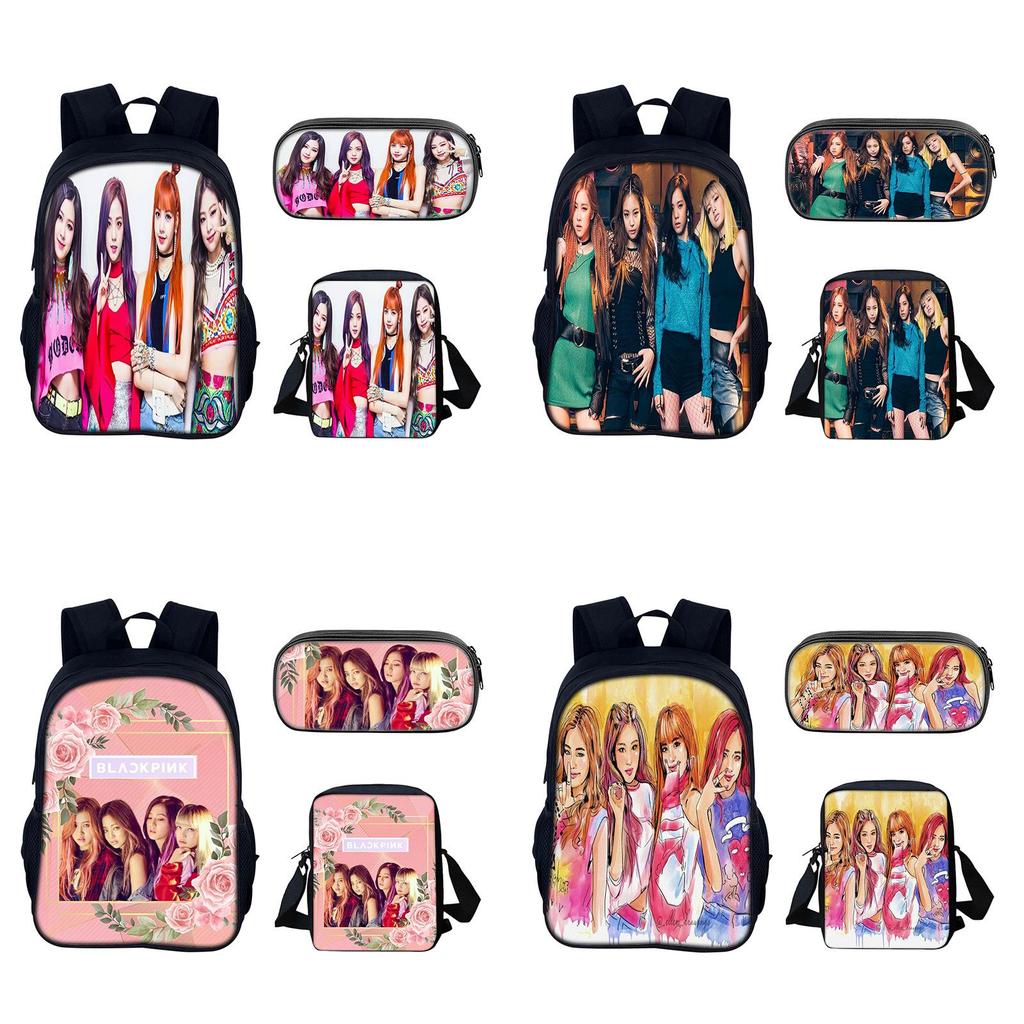 Set de Mochila Estudiantil Blackpink con Material de Nylon y Diseño Creativo para Uso Diario