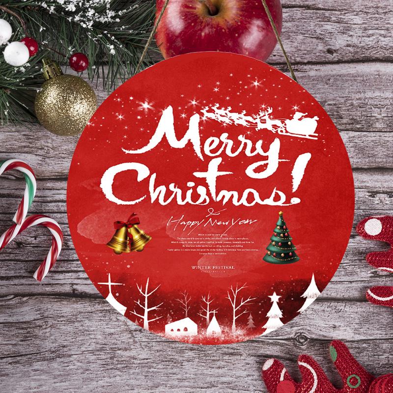 Christmas Wooden Hanging Welcome Sign - Dual-Use Decoration for Shop or Home