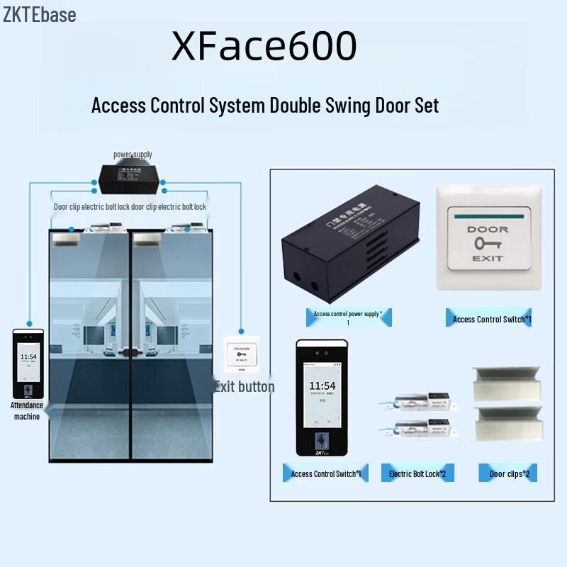 ZKTECO xFace600 Visible Light Dynamic Face & Fingerprint Access/Attendance Machine CN plug (adapter included)