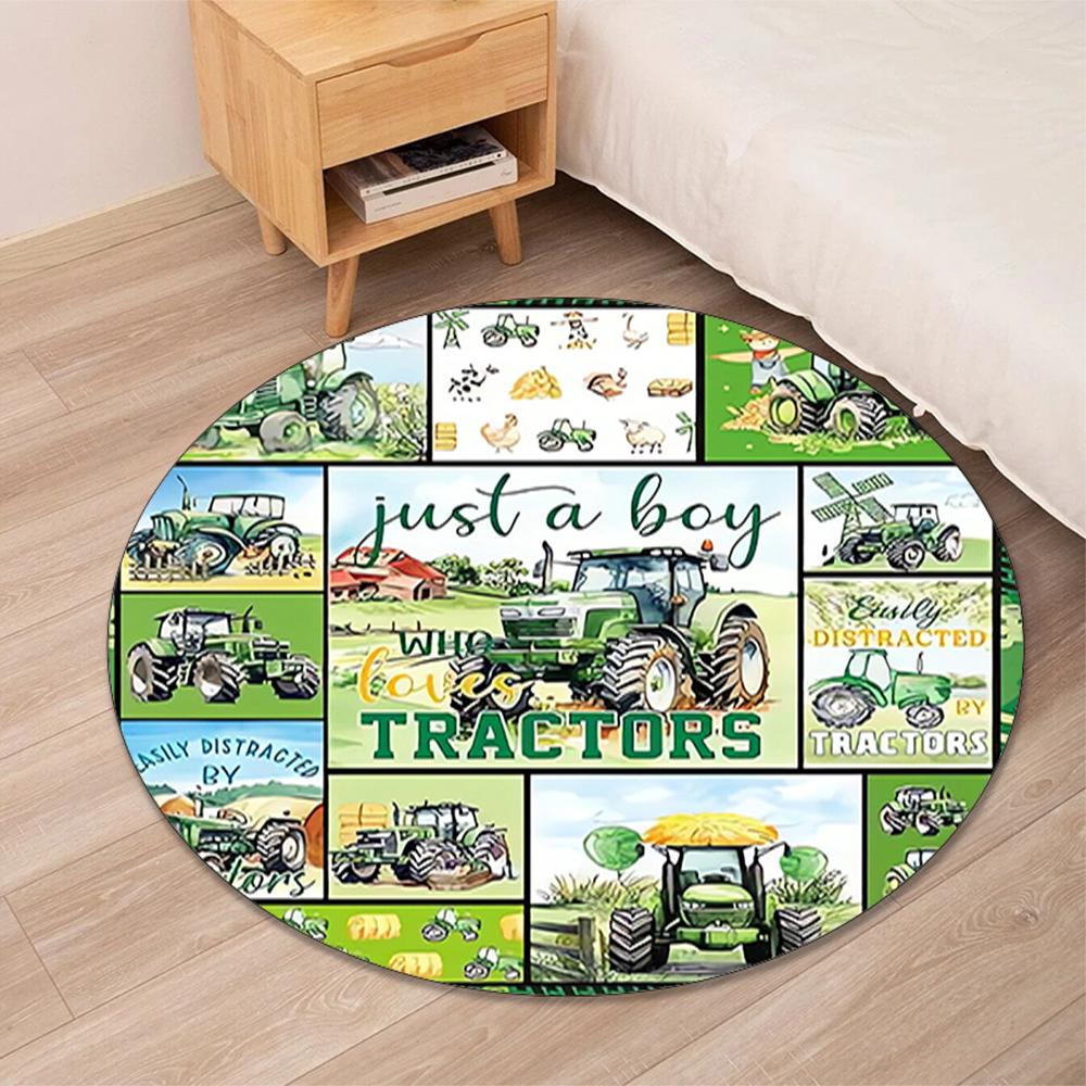 Truck Printed Round Rug Carpet Chair Rug Area Rug Entryway Doormats,for Office Chair Living Room Bedroom Kitchen Room.