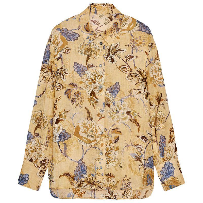 

Zaprha 2025 Summer New Women clothes Retro Fashion Print Lapel Long sleeve All-Match Shirts 2183077 Yellow L