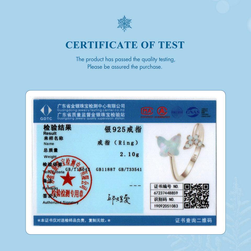 WOSTU Inel ajustabil cu fluture albastru de gheață din argint 925 pentru femei, opal de foc, piatră, insecte, inele rafinate de petrecere, cadou de nuntă