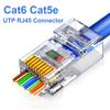 10pcs Cat6 Cat5e Pass Through RJ45 Plug UTP 15u Gold Plated 1 1mm Hole Easy Crimp Reusable for Home Office Ethernet Cable Network Wiring Accessories