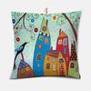 Cartoon Tree Graffiti Print Pattern Cushion Cover Home Living Room Sofa Decoration Square Pillow 45*45Cm