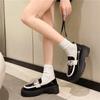 Women's British Style Loafers 35-40 Round Head Square Heel Color Blocking Thick Bottom Leather Shoes Comfortable Commuting Shoes