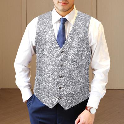 Men Waistcoat V-neck Sleeveless Single Breasted Vest Coat Shiny Sequins Daily Parties Nightclubs Vest Coat